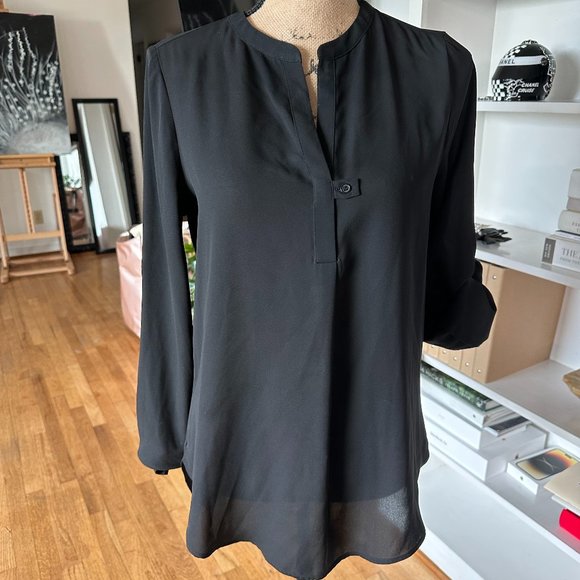 Versatile Black Blouse, Button up or full Length Sleeves - Picture 1 of 7